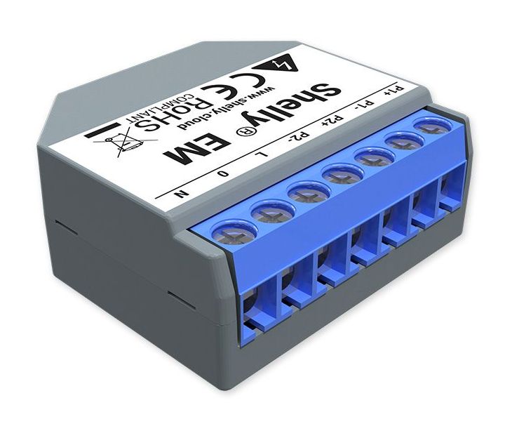 Shelly · Relais · \"EM\" · WLAN compteur d´électricité · 2x 120A · sans bornes · fonction de mesure