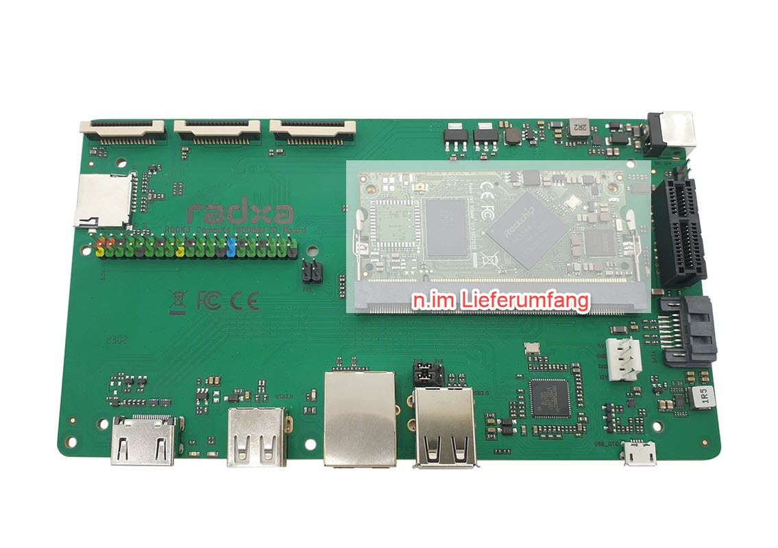 Radxa CM3 SODIMM IO Board is an application board for the ROCK3 SODIMM Compute Module (CM3S)