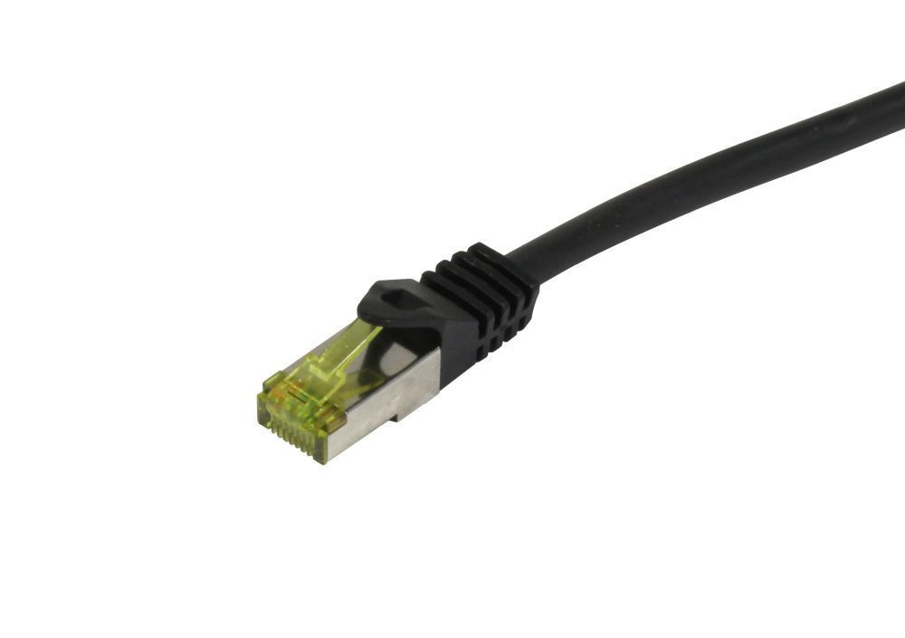 Patchkabel RJ45, CAT6A 500Mhz,12.5m, schwarz, S-STP(S/FTP), PUR Indoor/Outdoor/Indu  (UV/Water/oil/-resistant), AWG26, mit CAT7 Rohkabel, Synergy 21