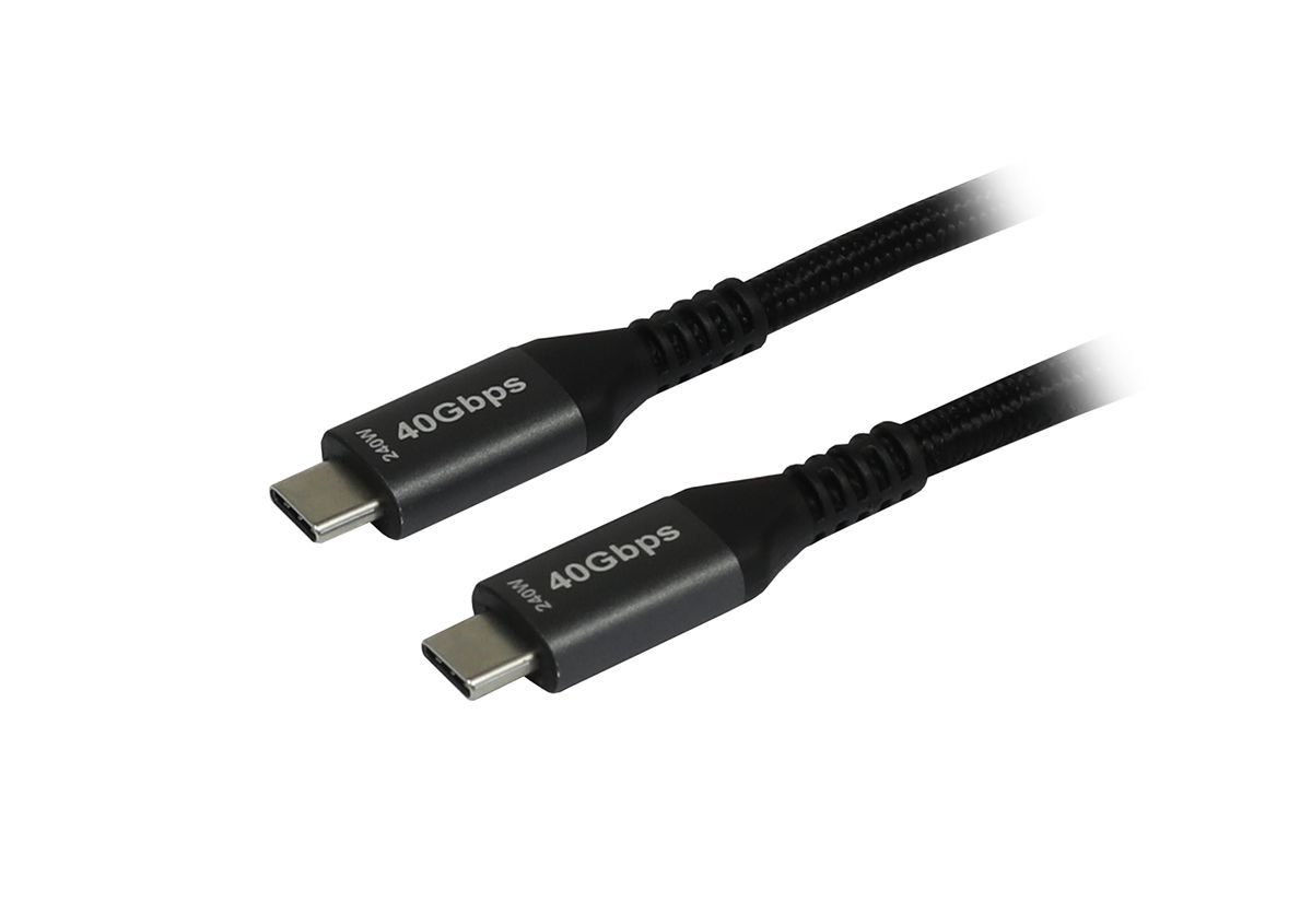 Kabel USB, C(St) => C(St),  1.5m, USB4.0,  schwarz(Textil), 40G/5A, 240W, Gen 3x2, E-Marker Chip, Synergy 21,