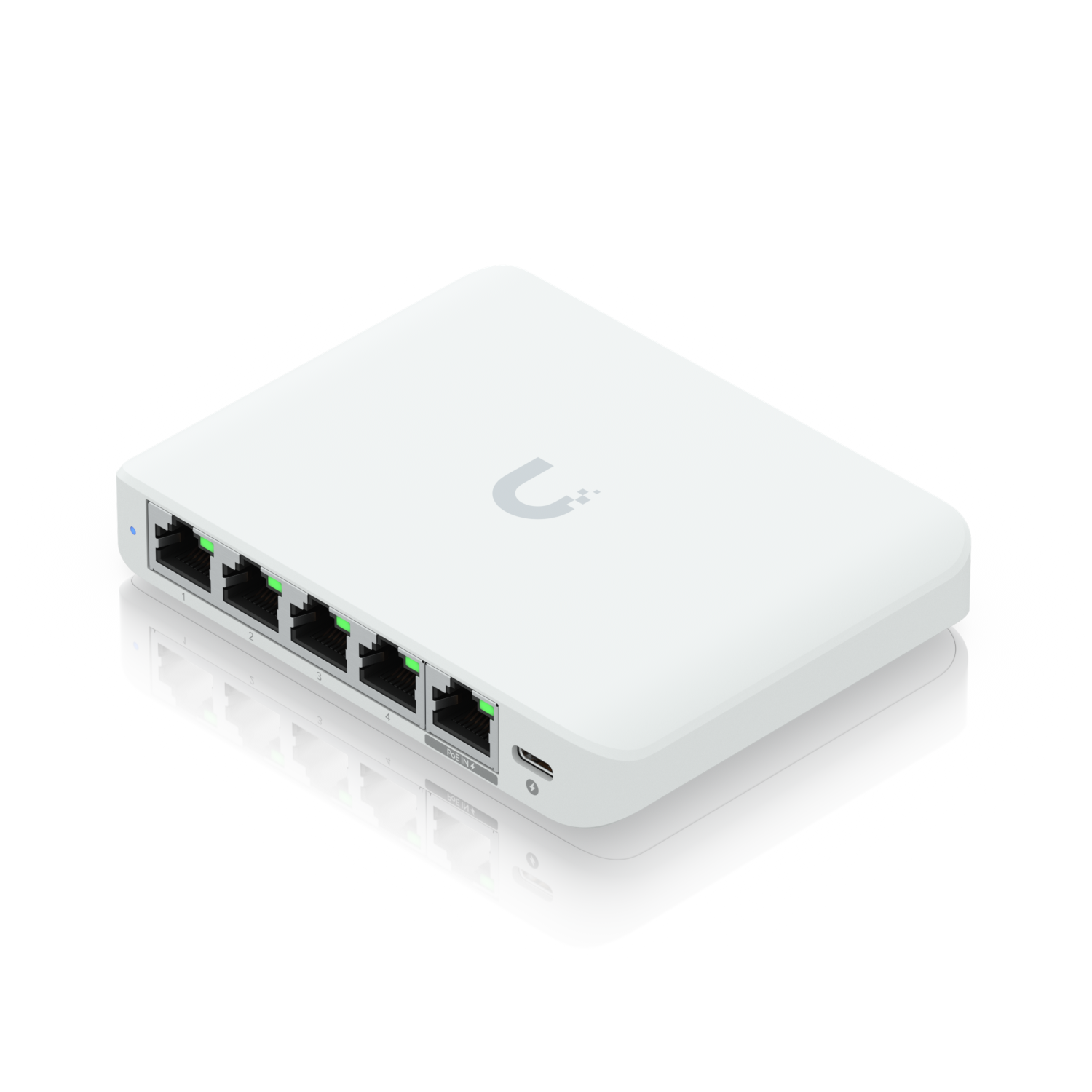 Ubiquiti Switch smart managed Layer2 5 Port • 5x GbE • 1x PoE at In • Desktop • Lüfterlos  • UniFi • USW-Flex-2.5G-5