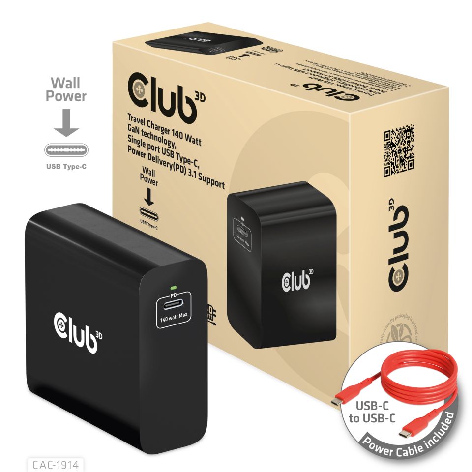 Club 3D Netzteil USB Typ C  1-fach 140W