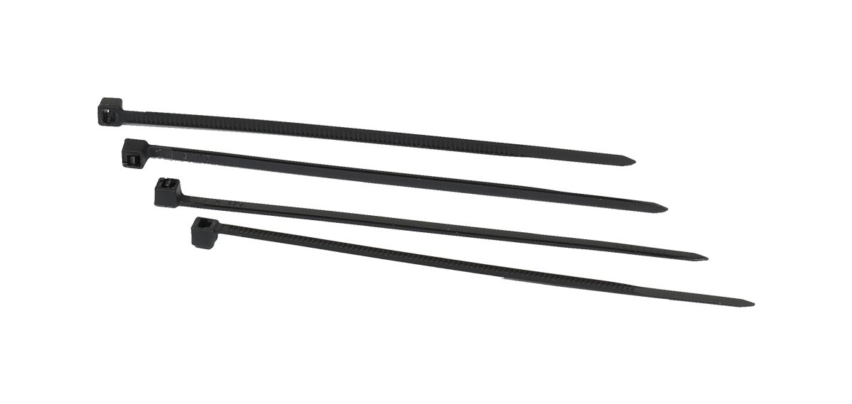 ALLNET 19\"zbh. Kabelbinder, L200xB3,6mm, 100er Pack, Schwarz, UV-Beständig, Synergy 21