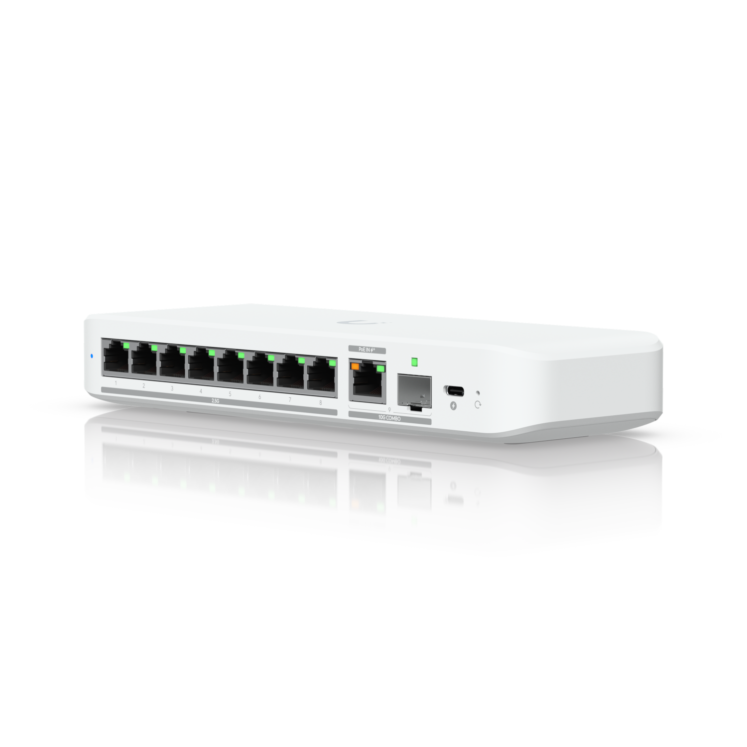 Ubiquiti Switch smart managed Layer2 9 Port • 8x  2,5 GbE • 1x 10 GbE PoE at In • Desktop • Lüfterlos  • UniFi • USW-Flex-2.5G-8