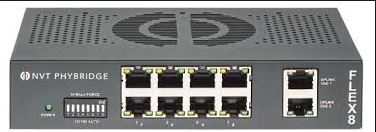 NVT Phybridge FLEX • Switch unmanaged Layer2 • PoE over Multi-Pair UTP • FLEX8 • 8x RJ45 • 2x GbE • DIN