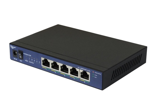 [ALL-SG8005P-2.5G] ALLNET Switch unmanaged Layer2 5 Port • 5x 2.5GbE • PoE Budget 55W • 5x PoE at • Fanless • ALL-SG8005P-2.5G