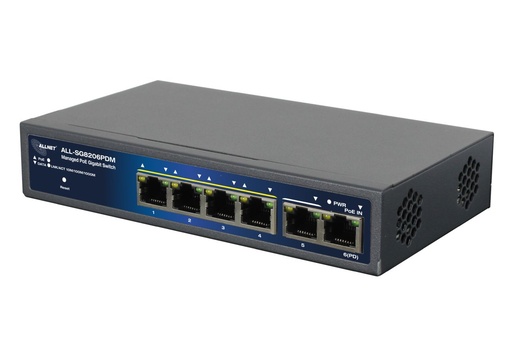 [ALL-SG8206PDM] ALLNET Switch smart managed 6 Port Gigabit 95W / 4x PoE / 1x Gi 6 Port Gigabit 95W / 4x PoE / 1x PoE bt In / ALL-SG8206PDM