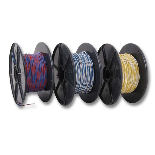 [46100.100] LSA+ TK Schaltdraht YV 2x0,6/1,1 weiss/blau, PVC, 100m Rolle