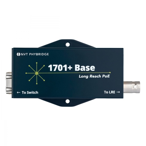 [NV-EC1701PLS-BSE] NVT Phybridge 1701+ • Adapter • PoE over Coax, Single-Pair UTP • Base-Extender • 1x BNC • 1x RJ45